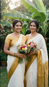 Women in Kasavu Sarees