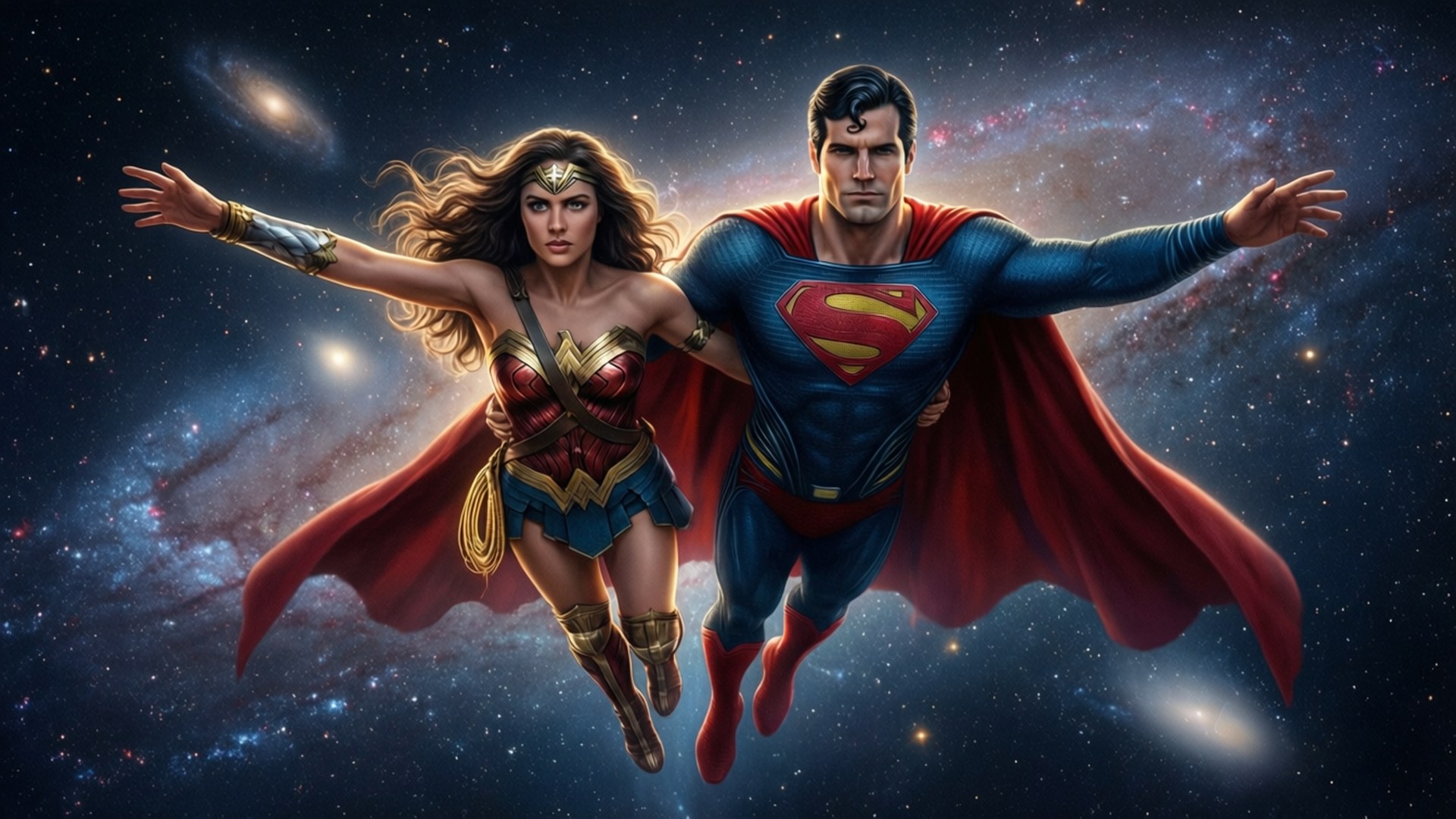 Wonder Woman Superman Flight by Wallpapers.art Studio