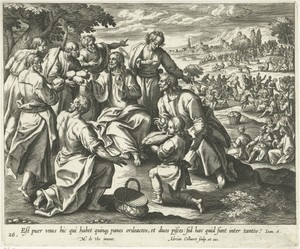 Wonderbaarlijke vermenigvuldiging van de zeven broden en de twee vissen