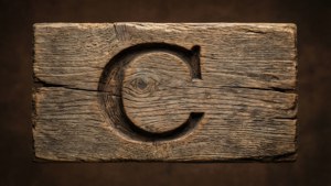 Wood Carved C Monogram