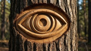 Wood Carved CBS Eye