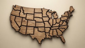 Wood Carved US Map