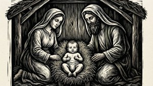 Woodcut Nativity Manger