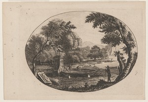Wooded Landscape with Drinking Spout and Basin