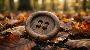 Wooden Button in Autumn