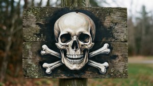 Wooden Sign Skull