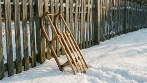 Wooden Sled in Snow