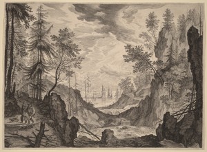 Woodland Scene with a Waterfall