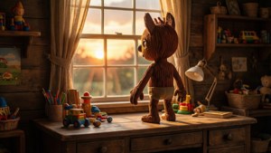 Woody at Sunset Window