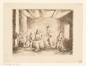 Woonkamer met boerengezin