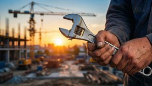 Worker's Hands at Sunset