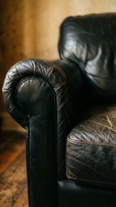 Worn Leather Armrest