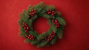 Wreath on Red