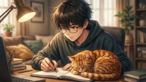 Writer and His Feline Muse