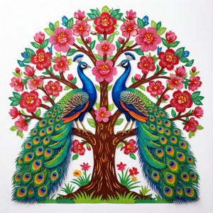 Wycinanki Peacock Tree