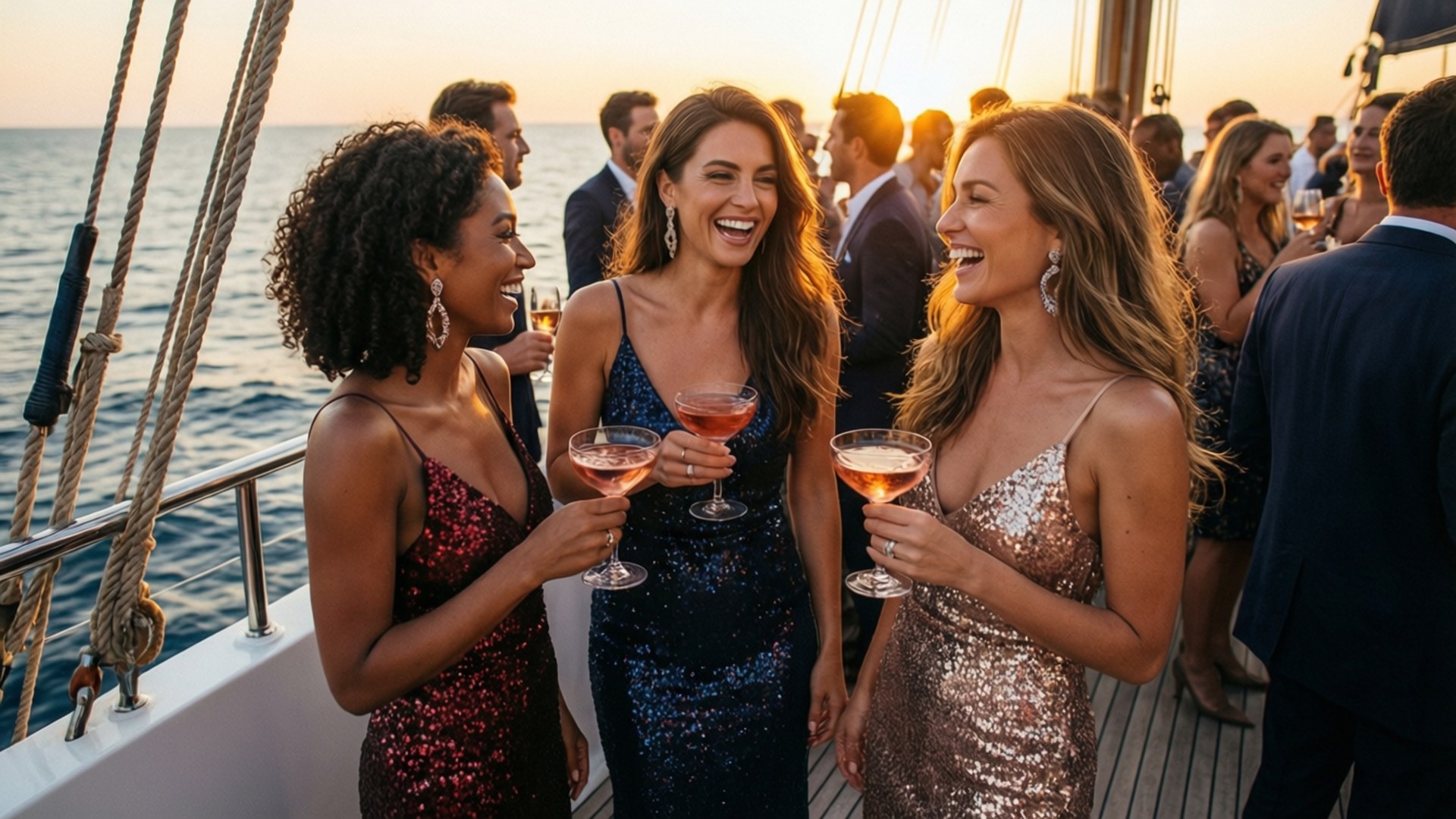 Yacht Sunset Soirée by Wallpapers.art Studio
