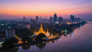 Yangon Skyline Dusk