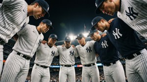 Yankees Team Huddle
