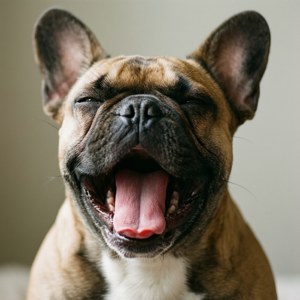 Yawning Frenchie Close-up