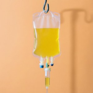 Yellow Fluid IV Bag