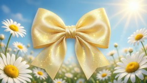 Yellow Glitter Daisy Bow