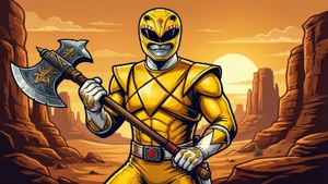 Yellow Ranger Axe Vector