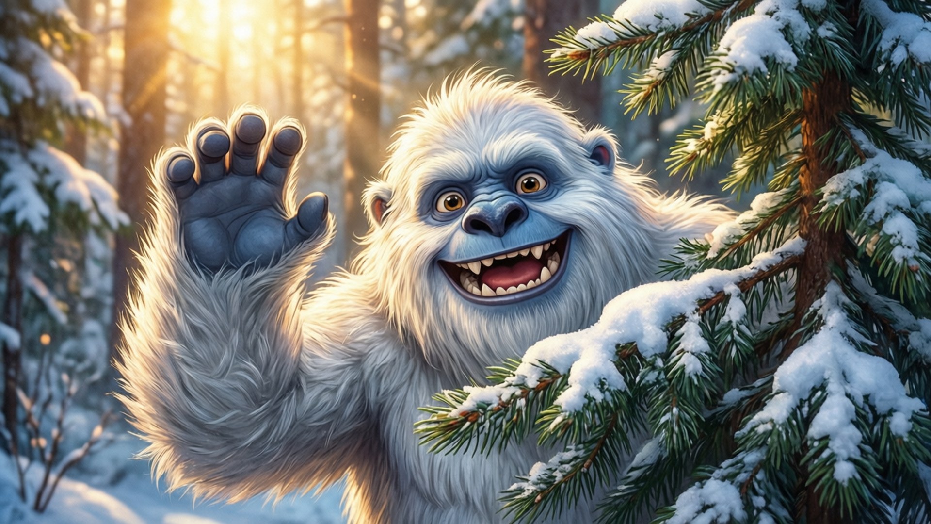 Yeti Among Pines by Wallpapers.art Studio