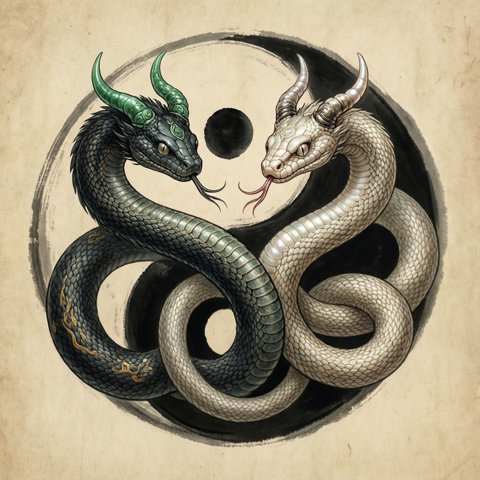 Yin Yang Serpent Duo by Wallpapers.art Studio