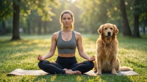 Yoga in Park with Golden