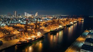 Yokohama Harbor Night Aerial