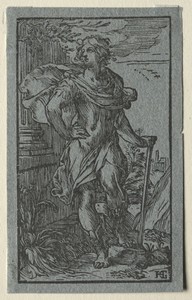 Young Man Standing with a Cane