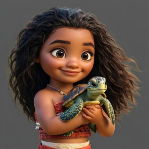 Young Moana with Turtle