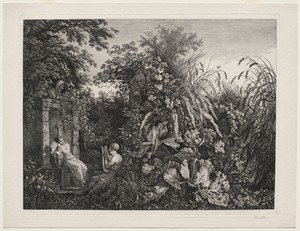 Youth Playing a Lyre to a Maiden by a Fountain
