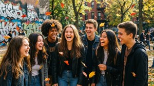 Youthful Laughter in the Park