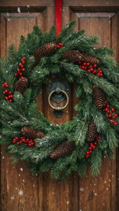 Yule Wreath on Door