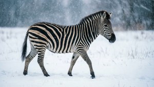 Zebra in Snow