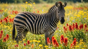 Zebra in Wildflowers