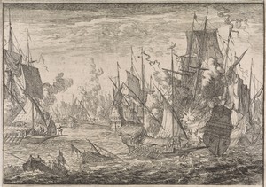 Zeeslag tussen Turkse oorlogsschepen en galleien van de Ridders van Malta, 1644