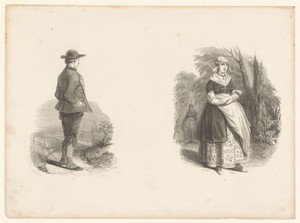 Zeeuwse arbeider en Scheveningse visvrouw, 1840-1841