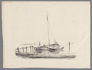 Zeilboot bij een aanlegsteiger