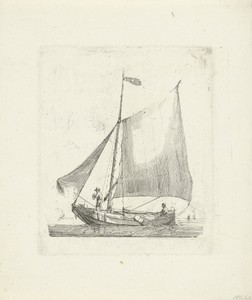 Zeilboot met twee vissers