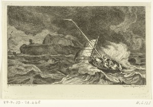 Zeilboot op stormachtige zee