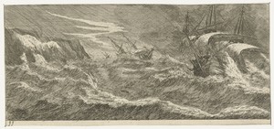 Zeilschepen in een zeestorm