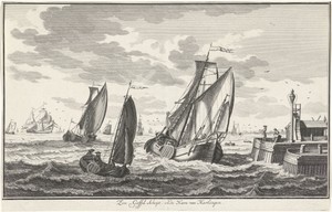 Zeilschepen nabij een haven