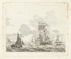 Zeilschepen op onrustig water