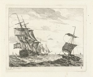 Zeilschepen op onrustige zee