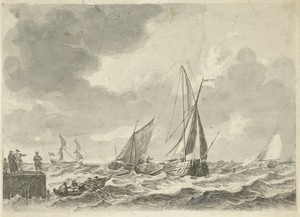 Zeilschepen op woelig water
