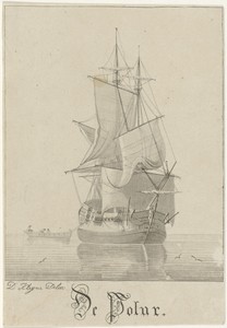 Zeilschip en sloep op stil water