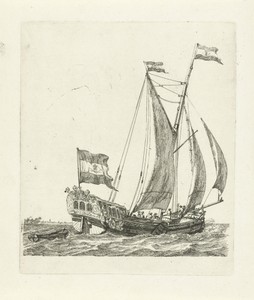 Zeilschip met drie vlaggen