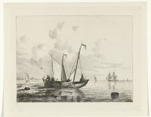 Zeilschip met gestreken zeilen